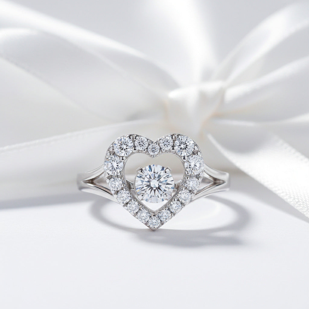 Heart Shaped Halo Round Diamond Option Engagement Ring-Black Diamonds New York