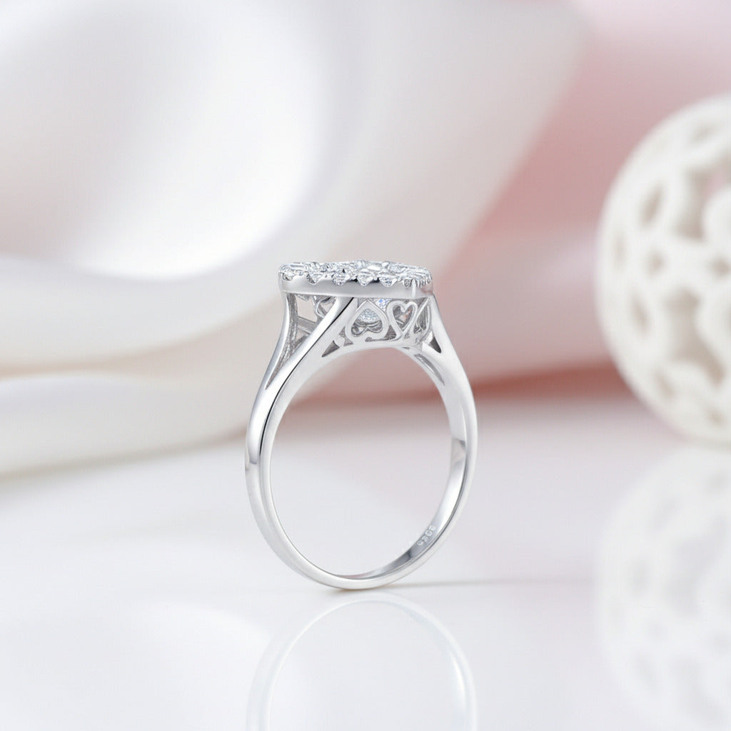 Heart Shaped Halo Round Diamond Option Engagement Ring-Black Diamonds New York