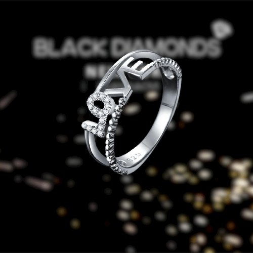 Created Diamond LOVE Ring Band - Black Diamonds New York