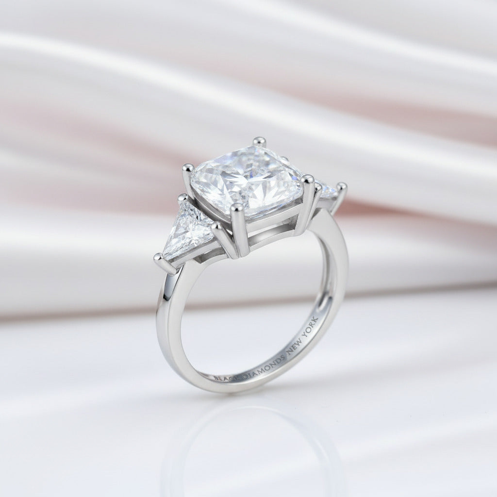 4.0 Ct Diamond Option Luxury Cushion-Cut Ring-Black Diamonds New York