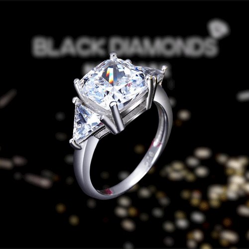 Created Diamond Luxury Cushion Cut Ring 4 Carat - Black Diamonds New York