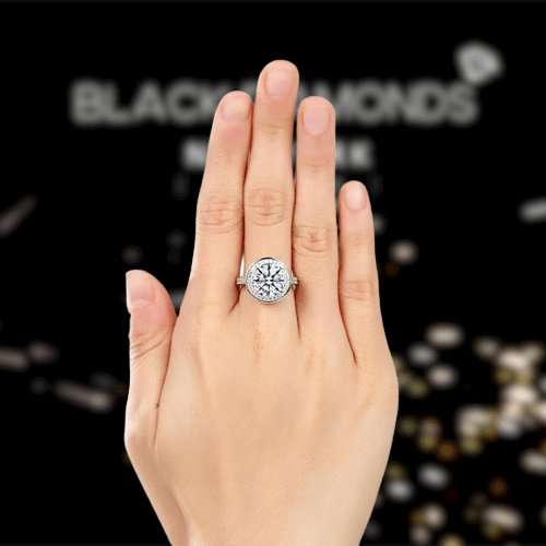Created Diamond Luxury Engagement Ring Halo 3.5 Ct - Black Diamonds New York
