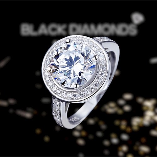 Created Diamond Luxury Engagement Ring Halo 3.5 Ct - Black Diamonds New York