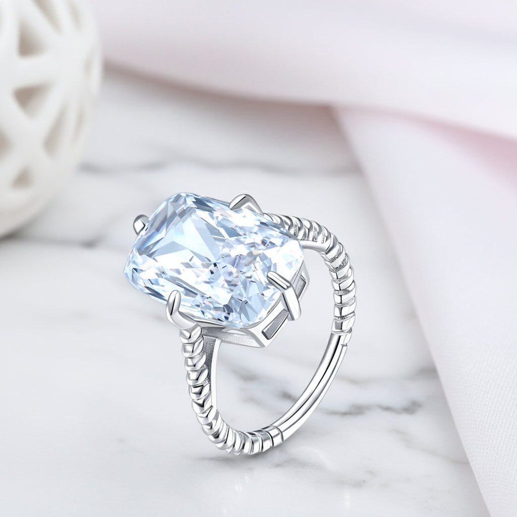 8.5 Ct Elongated Cushion Cut Diamond Option Solitaire Engagement Ring-Black Diamonds New York