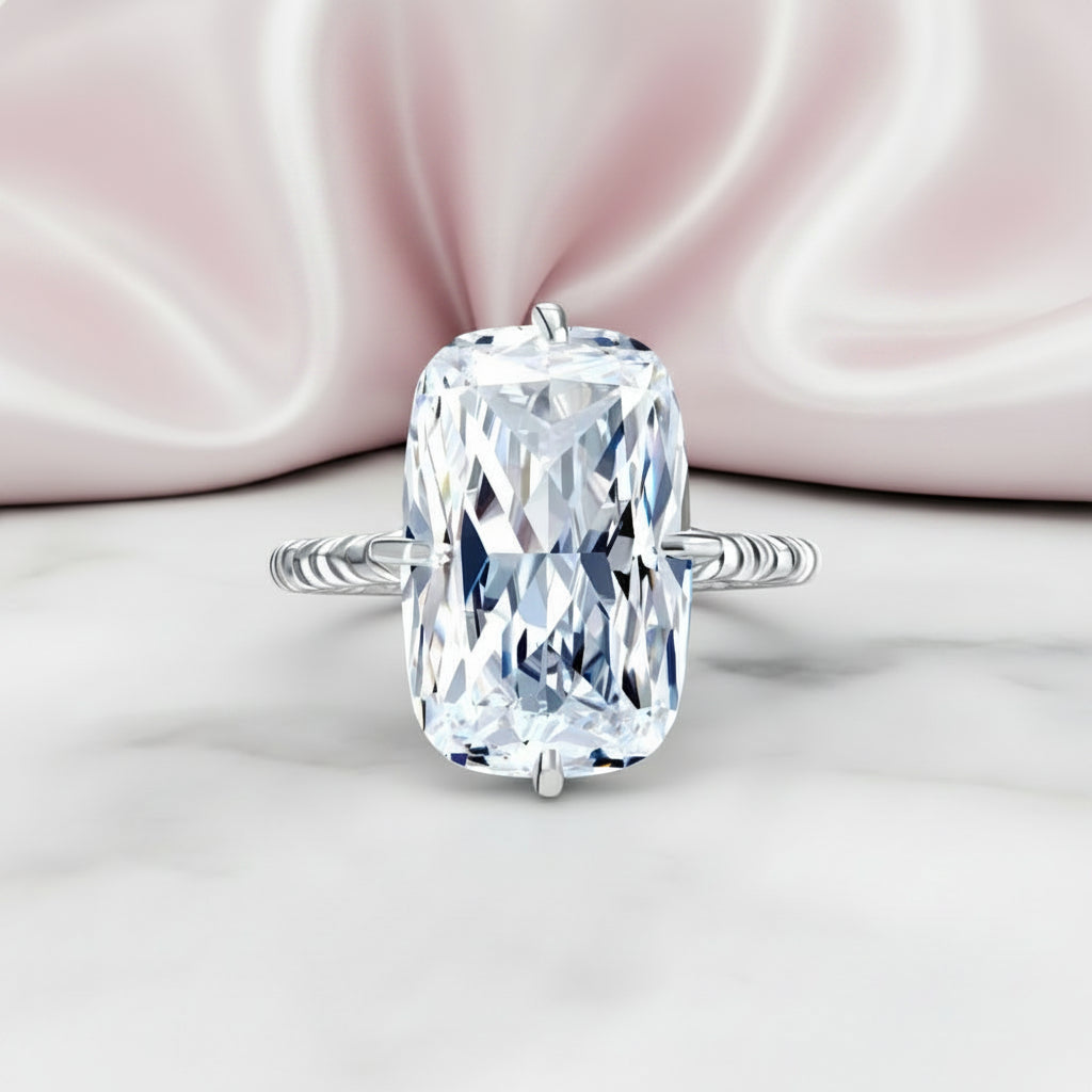 8.5 Ct Elongated Cushion Cut Diamond Option Solitaire Engagement Ring-Black Diamonds New York