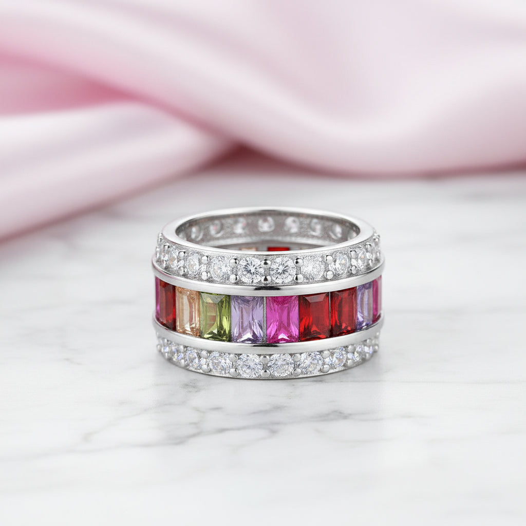 Emerald-cut Multi-Color Diamond Option Band-Black Diamonds New York