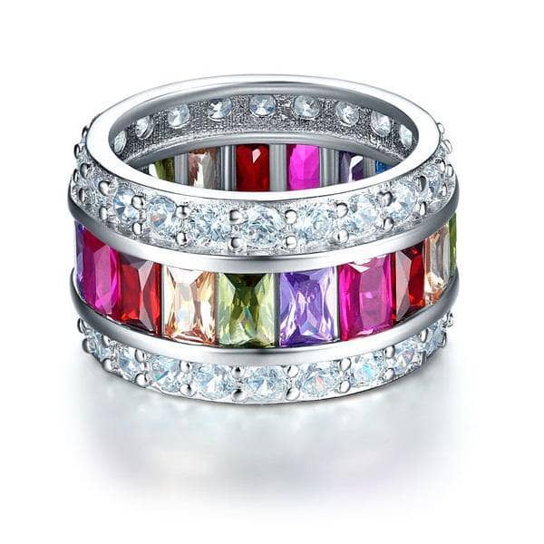 Created Diamond Multi-Color Topaz Stone Ring-Black Diamonds New York