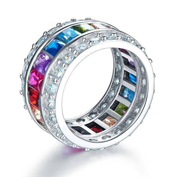 Created Diamond Multi-Color Topaz Stone Ring-Black Diamonds New York