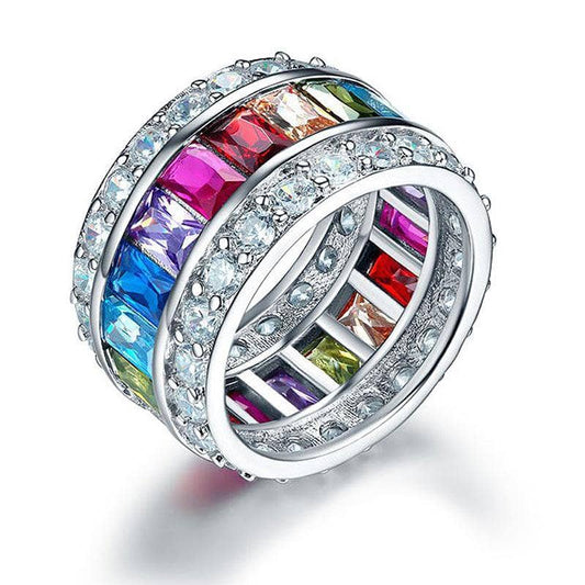 Created Diamond Multi-Color Topaz Stone Ring