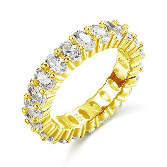 Created Diamond Oval Cut Eternity Yellow Gold Plated Wedding Band