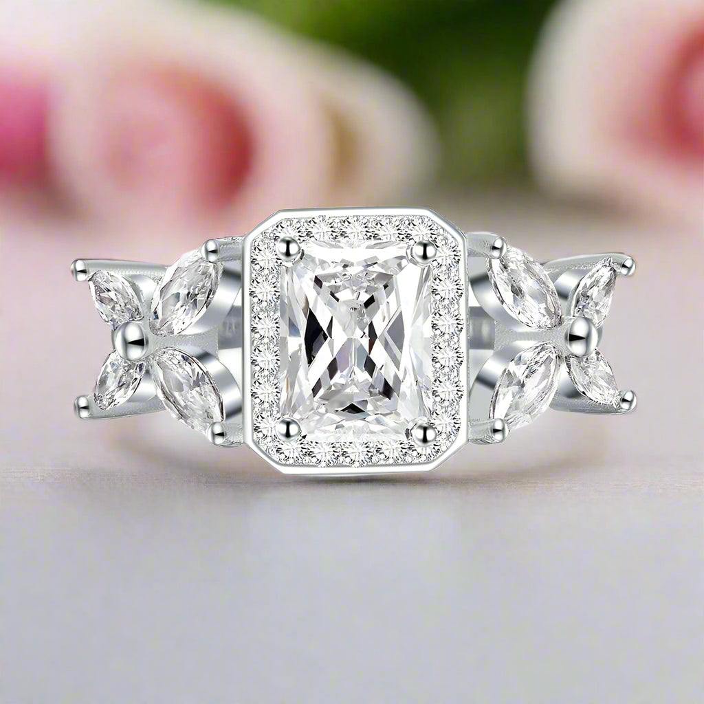 Luxury Radiant-cut Diamond Butterfly Wedding Ring-Black Diamonds New York