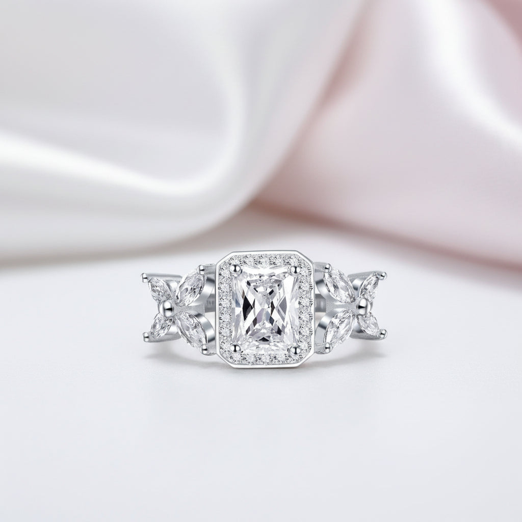 Luxury Radiant-cut Diamond Option Butterfly Wedding Ring-Black Diamonds New York