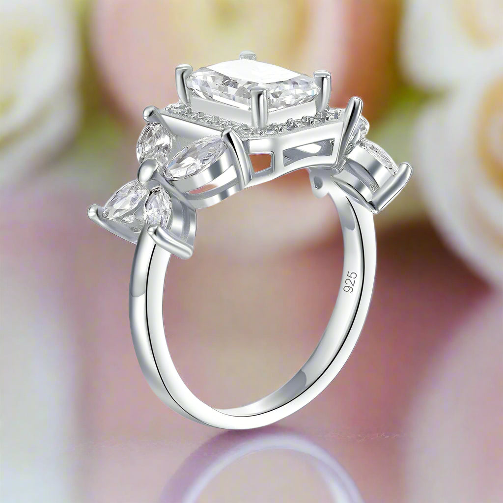 Luxury Radiant-cut Diamond Butterfly Wedding Ring-Black Diamonds New York