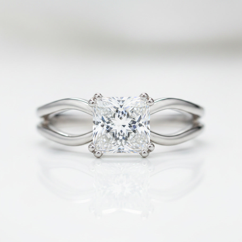 1.0 Ct Princess Cut Diamond Option Split Shank Engagement Ring-Black Diamonds New York