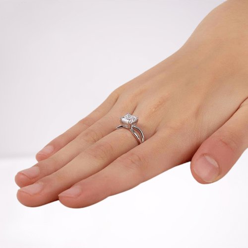 Created Diamond Princess Cut 1 Ct Engagement Ring-Black Diamonds New York