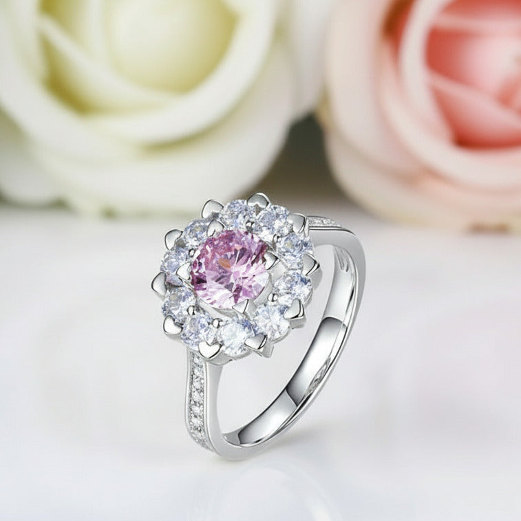 1.0 Ct Fancy Pink Diamond Snowflake Anniversary Ring-Black Diamonds New York