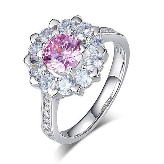 Created Diamond Snowflake Anniversary Ring 1 Ct Fancy Pink-Black Diamonds New York