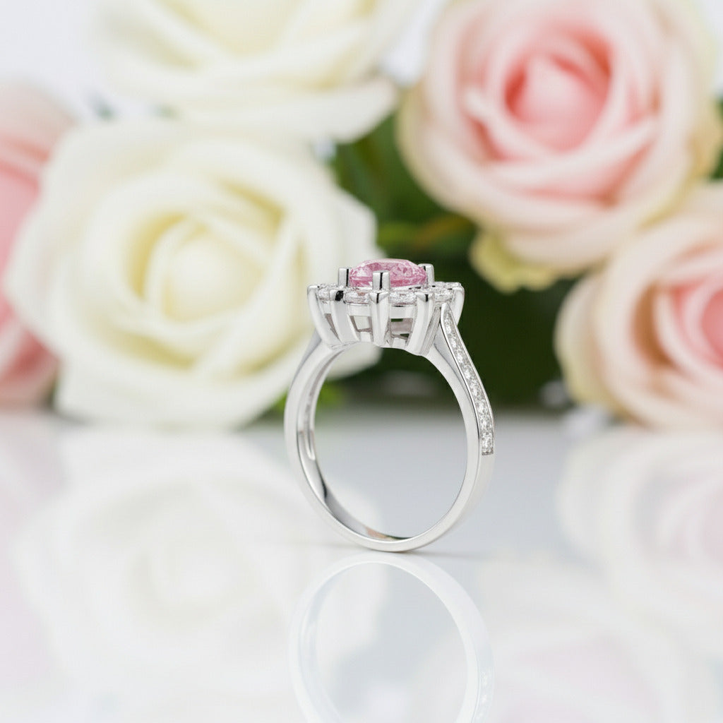 1.0 Ct Fancy Pink Diamond Snowflake Anniversary Ring-Black Diamonds New York