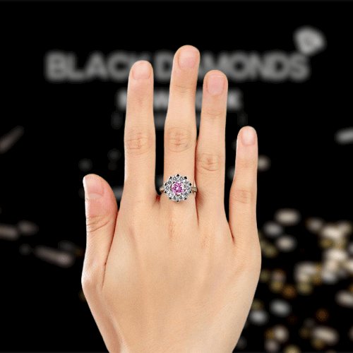Created Diamond Snowflake Anniversary Ring 1 Ct Fancy Pink - Black Diamonds New York
