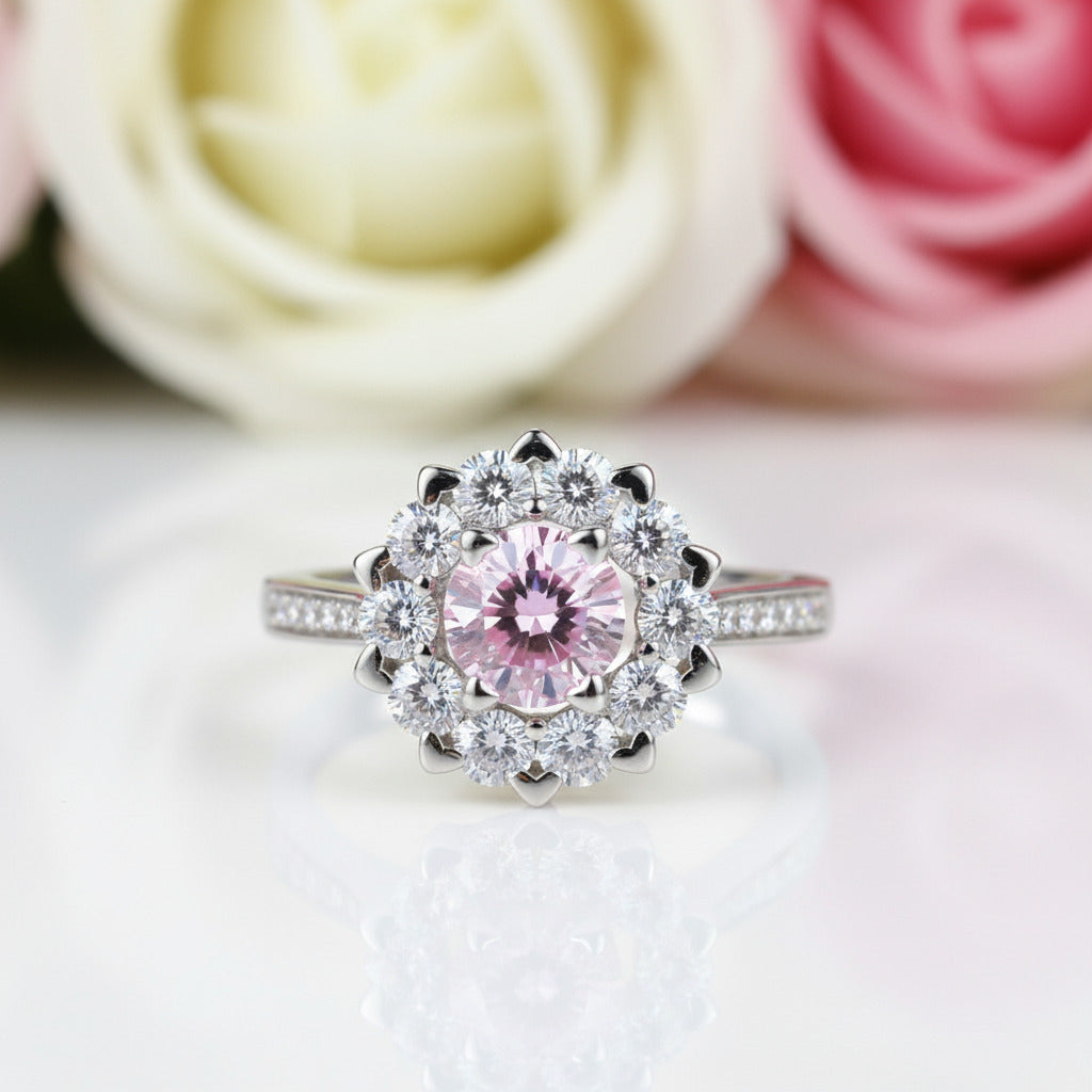 1.0 Ct Fancy Pink Diamond Snowflake Anniversary Ring-Black Diamonds New York