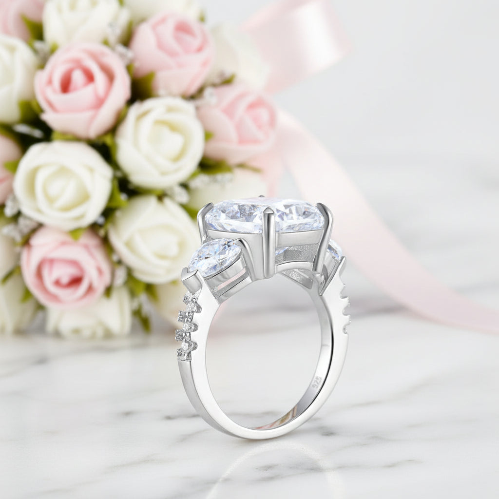 5.0 Ct Cushion Cut Diamond Option Three-Stone Luxury Ring-Black Diamonds New York