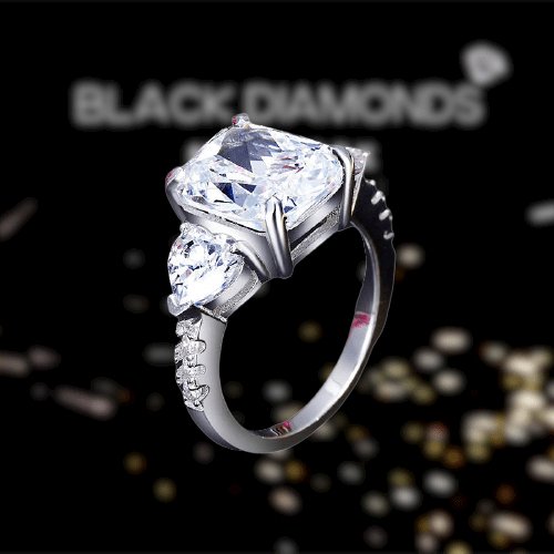 Created Diamond Three-Stone 5CT Luxury Ring - Black Diamonds New York