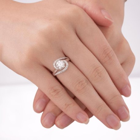 Created Diamond Twist Curl Engagement Ring 1.25 Ct-Black Diamonds New York