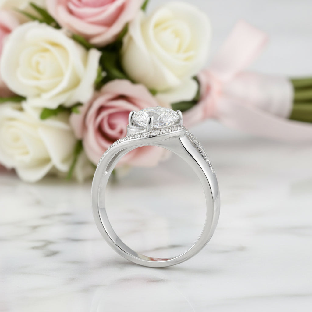 1.25 Ct Round Diamond Option Twist Curl Engagement Ring-Black Diamonds New York