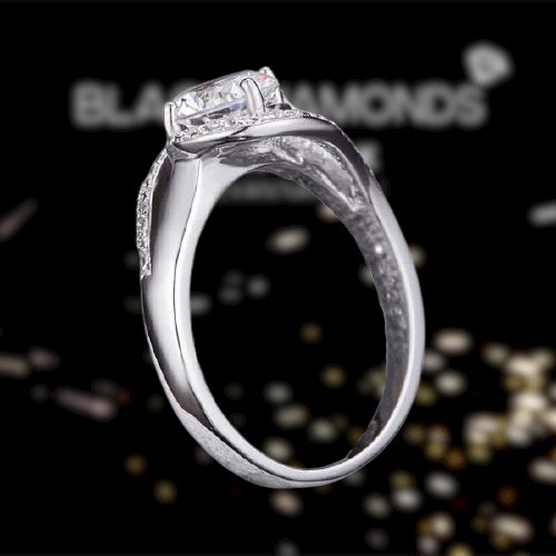 Created Diamond Twist Curl Engagement Ring 1.25 Ct-Black Diamonds New York