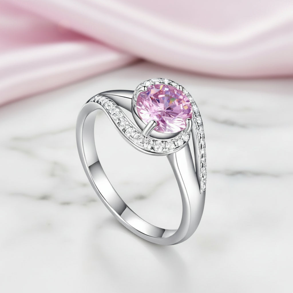 Fancy 1.25 Ct Pink Diamond Option Twist Curl Engagement Ring-Black Diamonds New York