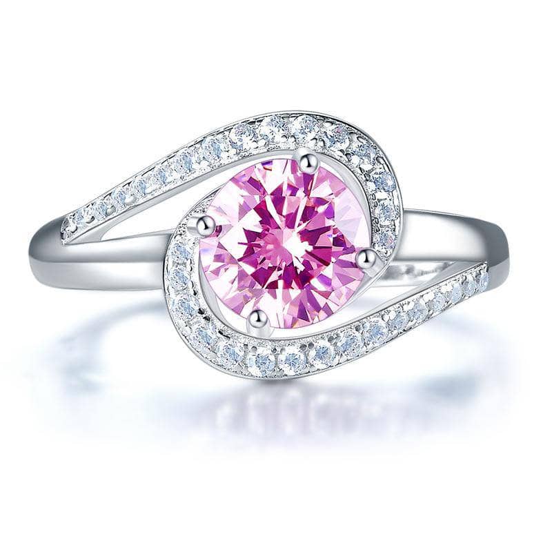 Created Diamond Twist Curl Engagement Ring 1.25 Ct Fancy Pink