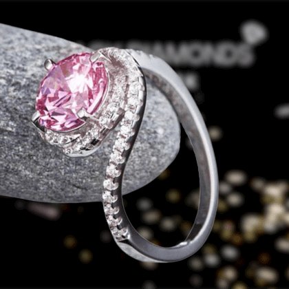 Created Diamond Twist Curl Engagement Ring 2 Ct Fancy Pink - Black Diamonds New York