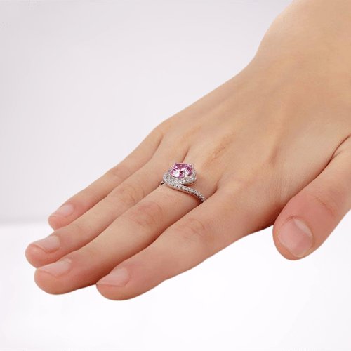 Created Diamond Twist Curl Engagement Ring 2 Ct Fancy Pink - Black Diamonds New York