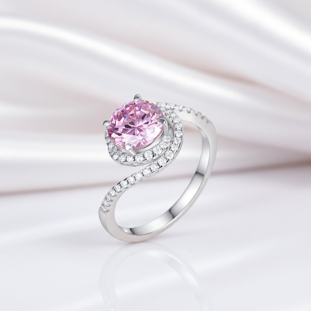 2.0 Ct Pink Diamond Option Twist Curl Engagement Ring-Black Diamonds New York