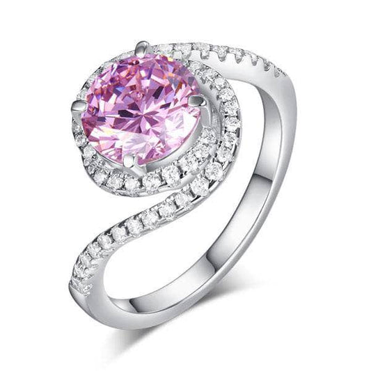 Created Diamond Twist Curl Engagement Ring 2 Ct Fancy Pink-Black Diamonds New York