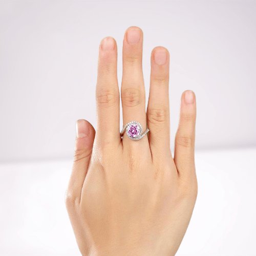 Created Diamond Twist Curl Engagement Ring 2 Ct Fancy Pink-Black Diamonds New York