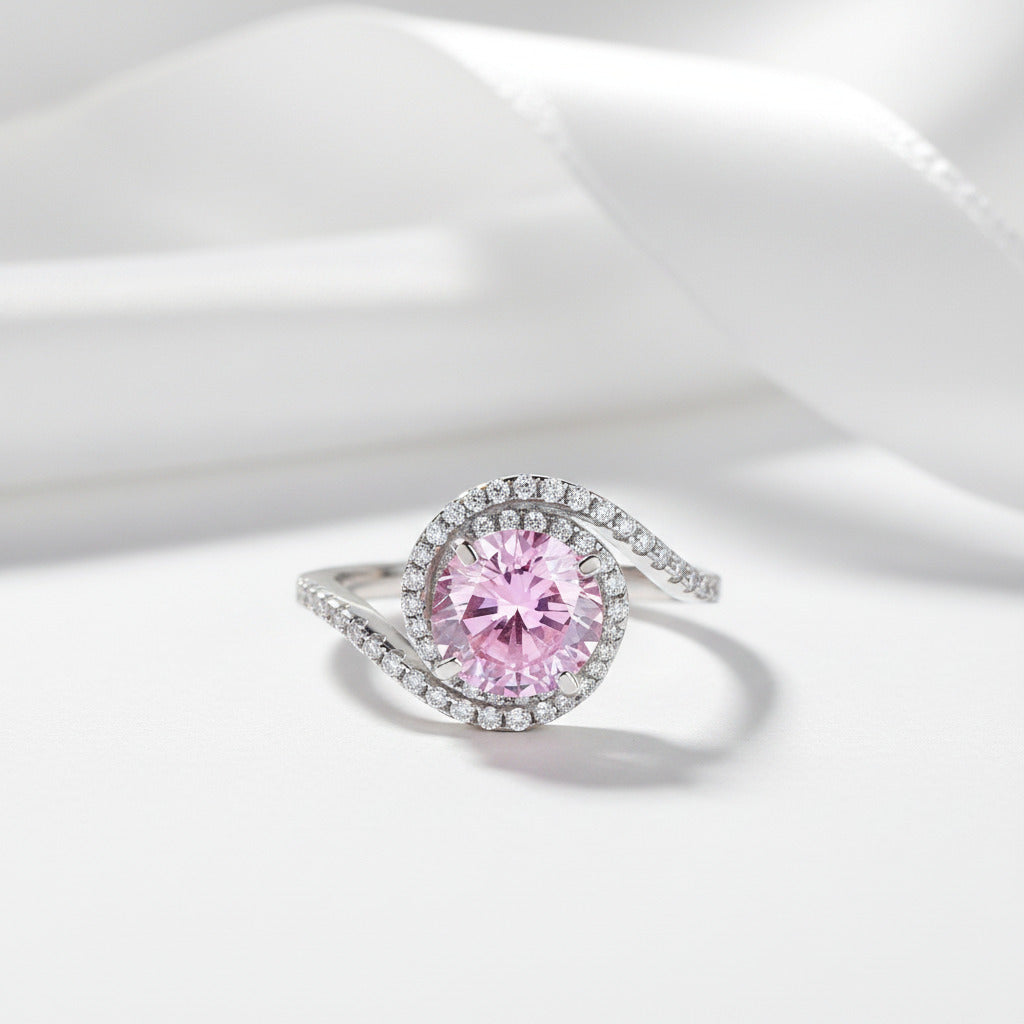 2.0 Ct Pink Diamond Option Twist Curl Engagement Ring-Black Diamonds New York