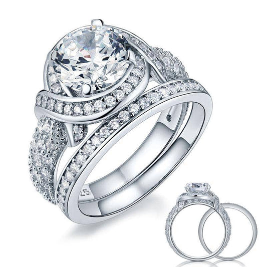 Created Diamond Vintage Luxury Anniversary Ring Set-Black Diamonds New York