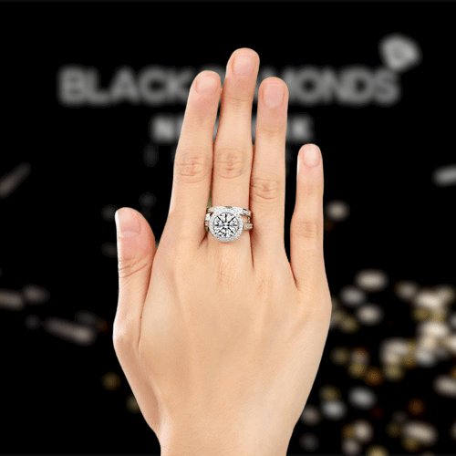 Created Diamond Vintage Luxury Engagement Ring Set 3.5 Ct - Black Diamonds New York