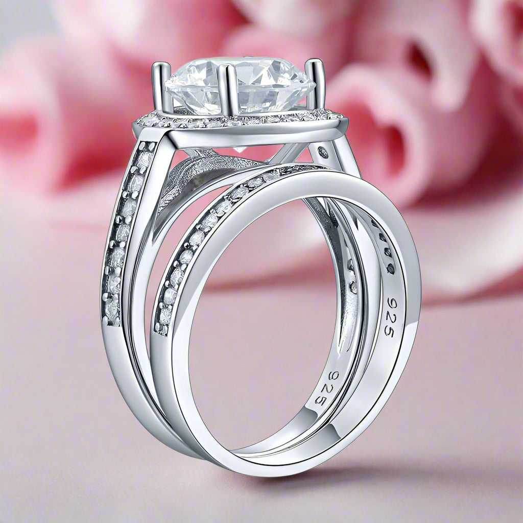 3.5 Ct Vintage Luxury Round Diamond Engagement Ring Set-Black Diamonds New York