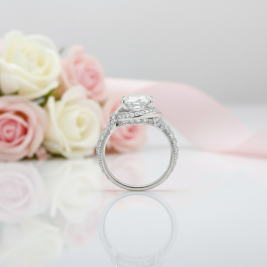 Round Diamond Option Vintage Option Art Deco Twisted Engagement Ring-Black Diamonds New York