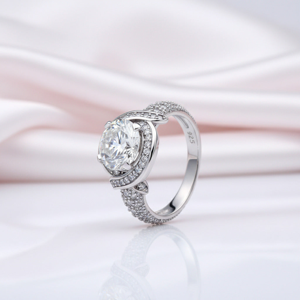 Round Diamond Option Vintage Option Art Deco Twisted Engagement Ring-Black Diamonds New York