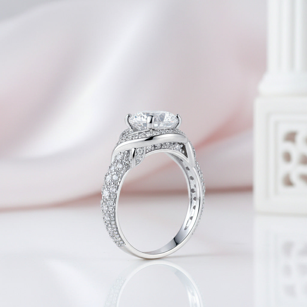 Round Diamond Option Vintage Option Art Deco Twisted Engagement Ring-Black Diamonds New York