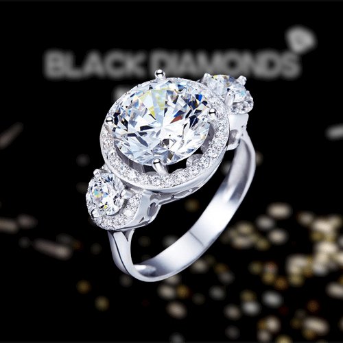 Created Diamond Vintage Victorian Art Deco Three-Stone Engagement Ring 3.5 Ct - Black Diamonds New York