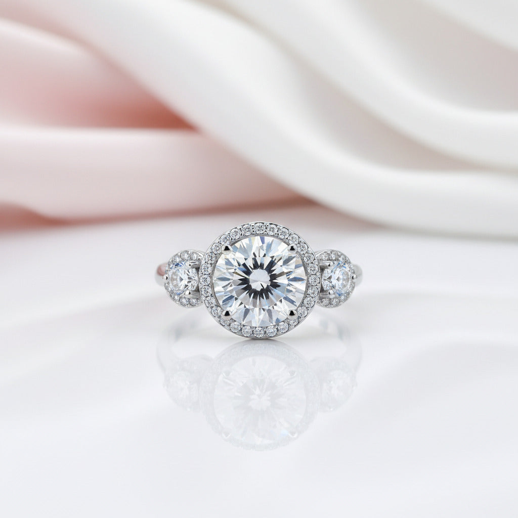 3.5 Ct Diamond Option Vintage Victorian Art Deco Three-Stone Engagement Ring-Black Diamonds New York