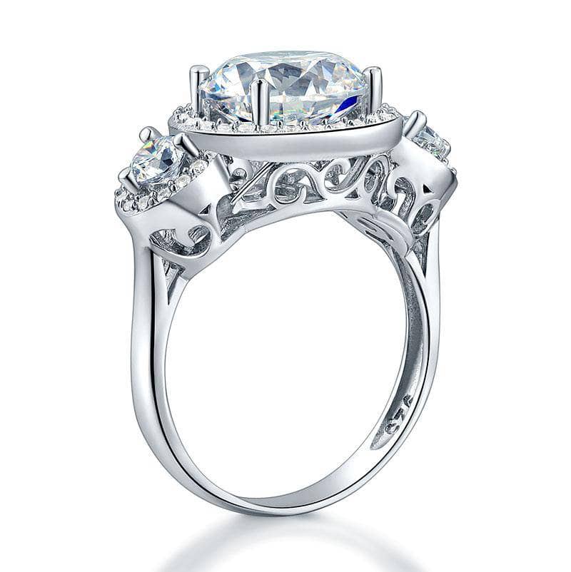 Created Diamond Vintage Victorian Art Deco Three-Stone Engagement Ring 3.5 Ct