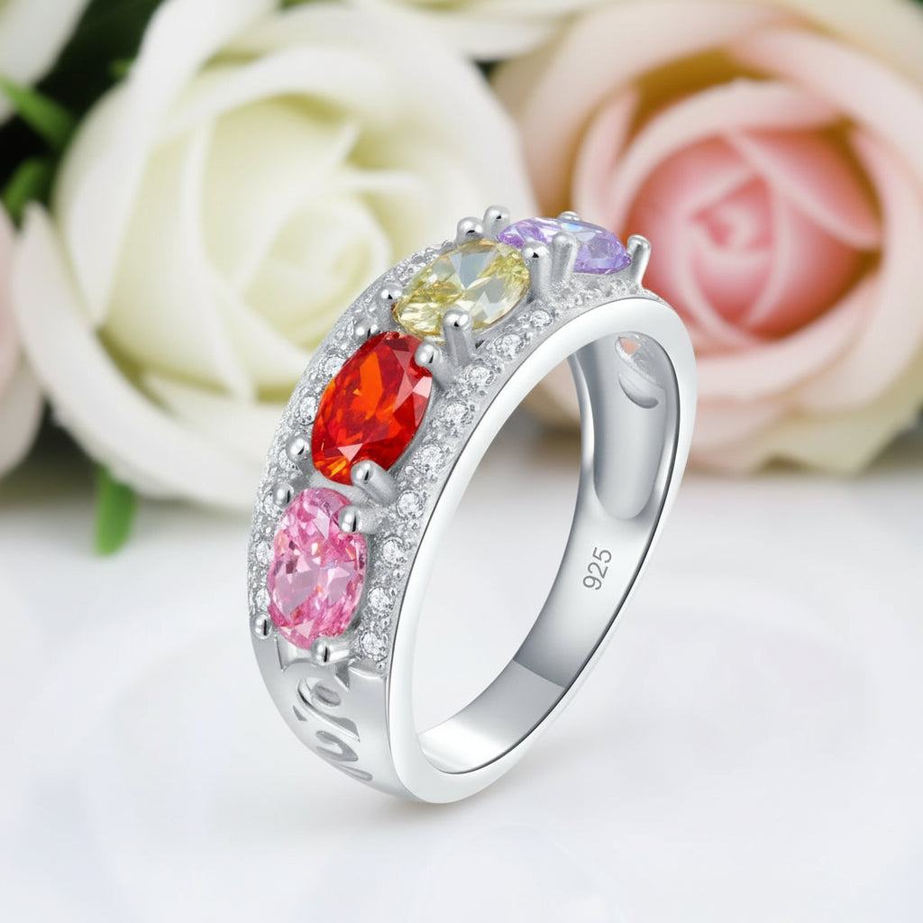 Multi-Gemstone Wedding Band-Black Diamonds New York