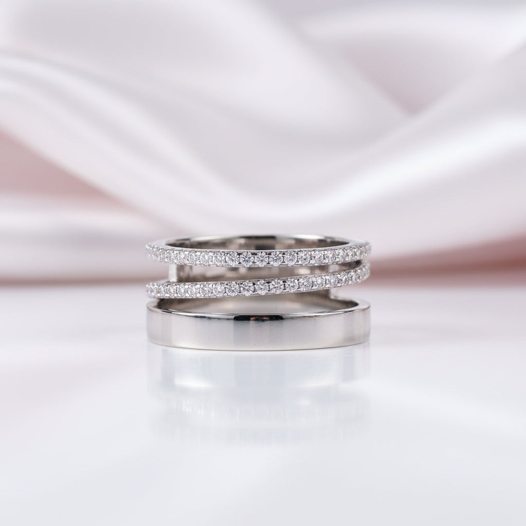 Round Diamond Option Double Band Wedding Ring-Black Diamonds New York