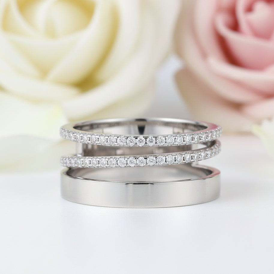 Round Diamond Double Band Wedding Ring-Black Diamonds New York