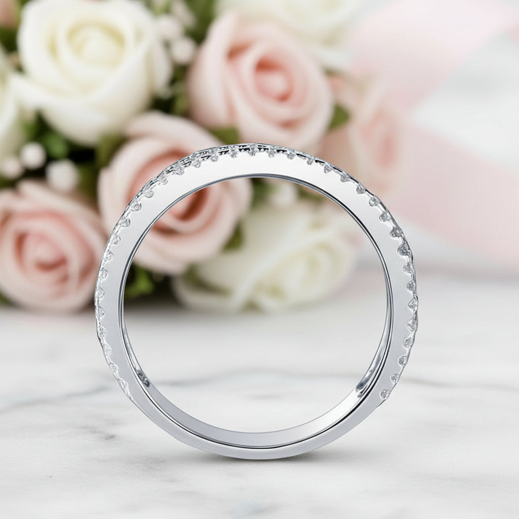 Round Diamond Option Double Band Wedding Ring-Black Diamonds New York
